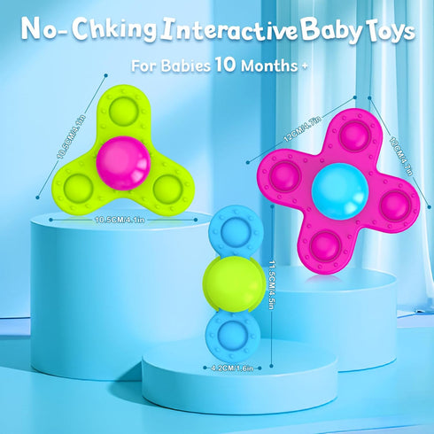 Suction Cup Spinner Toys for 1 Year Old Boy Girl, 3 Pcs Spinning Toys for Toddlers 1-3,Sensory Toys Bath Toys Travel Toys for Babies 10-18 Months,...