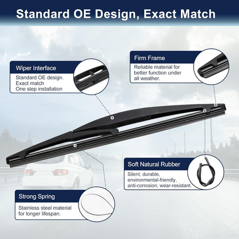 X AUTOHAUX Rear Window Windshield Wiper Blade for Infiniti QX56 2008-2016 for Suzuki Swift 2005-2016 - 250mm 10inch...