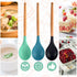3 Pcs Large Silicone Spoon Wooden Handle Wood Handle Mixing Spoons Silicone Mixing Spoon for Cooking Baking Stirring Silicone Spoons Nonstick Heat...