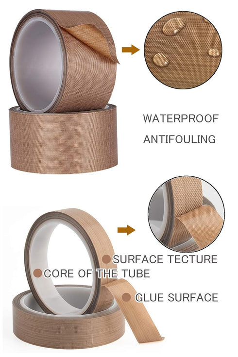PTFE Coated Fiberglass Telfon Tape, 1.18" x 33 Feet,high Temperature Tape,Welding Sealing Tape,Drying Mechanical Conveyor Belt, Teflon Tape for Va...