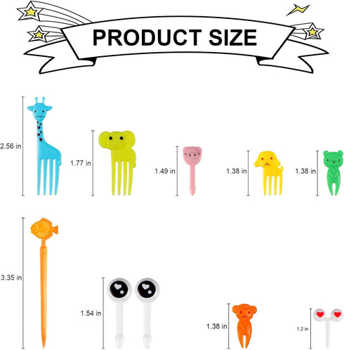 Patelai 80 Pieces Animal Fruit Food Picks Lunch Bento Box Picks Cute Cartoon Toothpick Mini Cupcake Fork for Back to School Classroom Cake Dessert...
