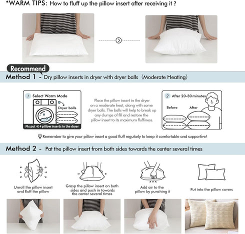 MIULEE Throw Pillow Insert Premium Pillow Stuffer Sham Rectangle for Decorative Cushion Bed Couch Sofa 12x20 Inch...