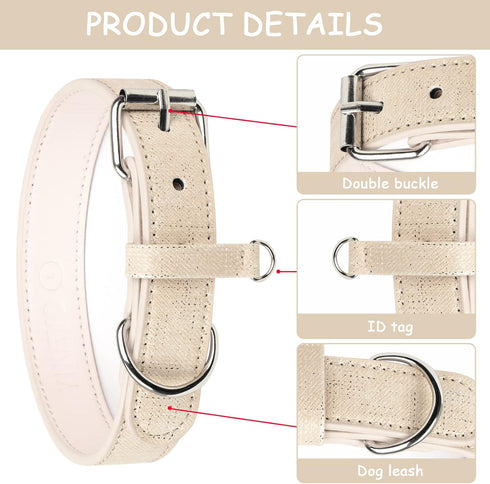 Dog Collar for Small Medium Large Dogs Pet Collars Girl Boy, PU Stamping Leather Plaid Dogs Collar Adjustable Chihuahua Teacup Yorkie Puppy Collar...