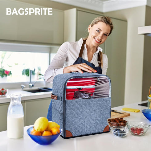 BAGSPRITE Stand Mixer Cover with Appliance Sliders Base Compatible with KitchenAid Mixer-Storage Bag for 4.5/5 Quart with Pockets for Kitchen Aid ...