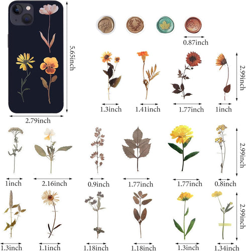 160pcs Pressed Flower Themed Stickers Dried Flowers Stickers Scrapbook Stickers for Making Junk Journal Card Making DIY Crafts...