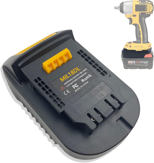 for Milwaukee to Dewalt Battery Adapter, for Milwaukee M18 18v Lithium Battery Convert to Dewalt 18v-20v Lithium Batteries, Converter MIL18DL Use ...