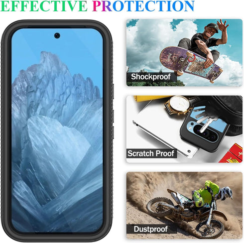 wahhle for Google Pixel 9/9 Pro Case, Built in Screen Protector Full Body Shockproof Slim Fit Bumper Protective Phone Cover for Pixel 9/9 Pro Men ...