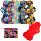 6Pcs Resuable Waterproof Menstrual Pad Sets Including 1Pc Mini Wet Bag and 5Pcs Heavy Flow Red Color Microfleece Stay Dry Menstrual Pads Mama Clot...
