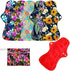 6Pcs Resuable Waterproof Menstrual Pad Sets Including 1Pc Mini Wet Bag and 5Pcs Heavy Flow Red Color Microfleece Stay Dry Menstrual Pads Mama Clot...