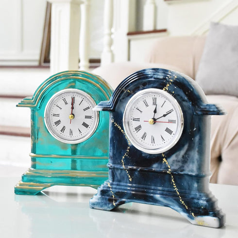 Resin Clock Molds, Table Clock Mold for Resin, Mantel Silicone Molds Kit for Epoxy Resin Casting, DIY Home Decor with 2 Clock Faces...