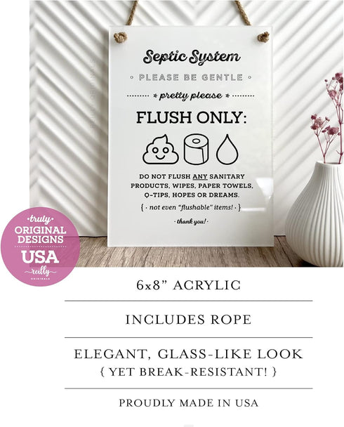 6x8 Inch Cute Emoji Septic System Bathroom Sign ~ Ready to Hang ~ Premium Finish, Durable (1)...