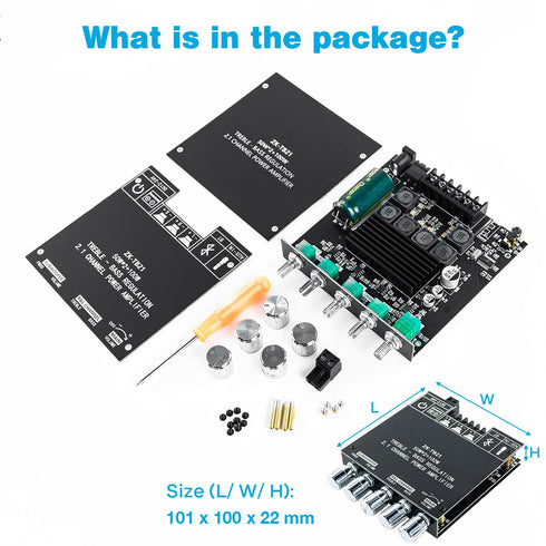 Bluetooth 5.0 50W+50W+100W 2.1 Channel Subwoofer Amplifier Board TPA3116D2 HiFi Treble and Bass Control Stereo Digital Audio Amp Board for Home Th...