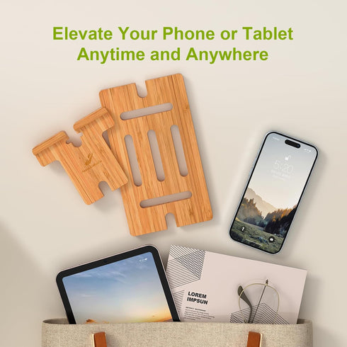Pezin & Hulin Cell Phone Tablet Stand, Bamboo Wooden Smart Phone Desktop Charging Dock Holder Compatible with Pad, Phone 8 Plus X XS Max XR, All A...