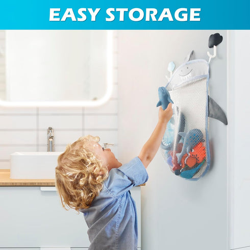 No Hole Mold Free Bath Toys for Toddlers 1-3, Water Toys for 6-12 Months Infants with Storage Bag, Baby Shark Toys for Pool, Bathtub, Beach, Showe...
