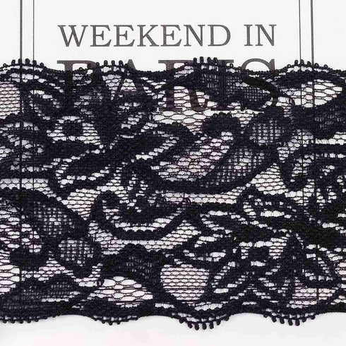 VU100 Black Lace Ribbon, 3.14 Inches Wide Lace Trim Sewing Craft Elastic Embroidery Stitching Process for DIY Bridal Wedding Fabric Decoration Gif...
