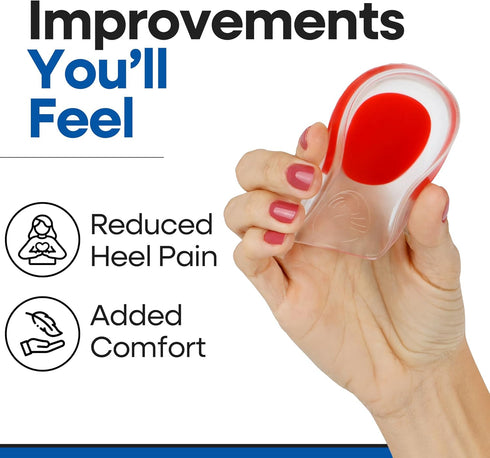 Gel Heel Pads for Shoes | Plantar Fasciitis Heel Cups for Pain Relief | Silicone Cushions for Bone Spur Relief | Protector Insoles | Sore Heal Bru...