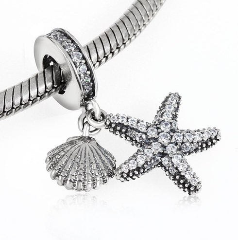 925 Sterling Silver Starfish Charm Shell Charm Ocean Sea Charm Animal Charm Star Charm Anniversary Charm for Pandora Charms Bracelet...