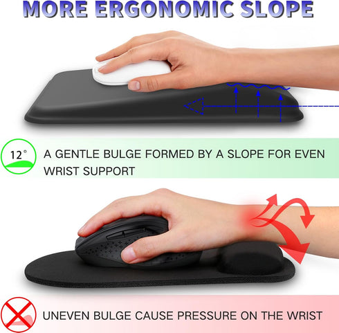 Ergonomic Mouse Pad with Wrist Rest, Mouse Pad with Wrist Support, Memory Foam Mousepad wrist rest with Non-Slip PU Base for Laptop and Computer D...