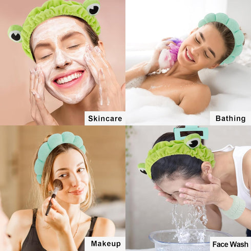 Canitor Spa Headband Wrist Bands Set with Hair Clips Skincare Headband for Washing Face Skin Care Puffy Makeup Headband Preppy Teen Girl Gifts Cut...