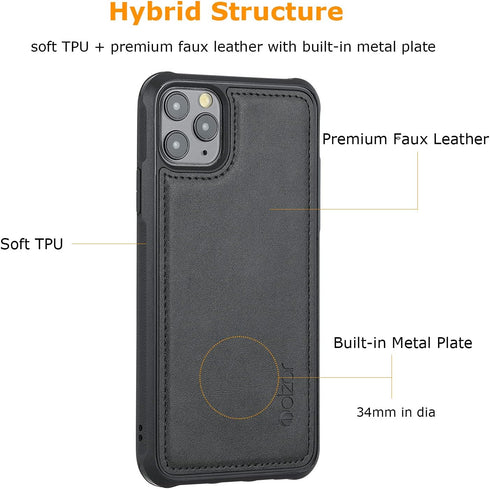 molzar MAG Series for iPhone 11 Pro Max Case, Built-in Metal Plate for Magnetic Mount, Works with Qi-Certified Chargers, Compatible with iPhone 11...