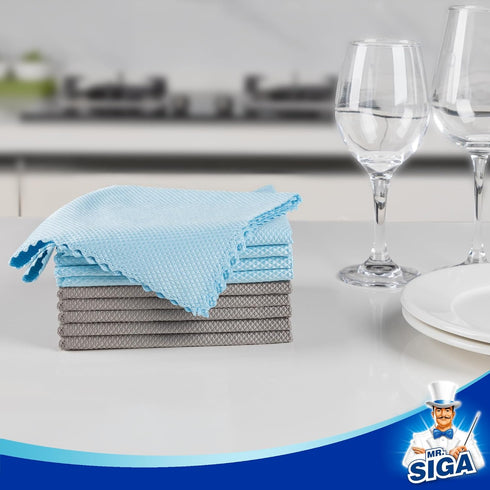 MR.SIGA Fish Scale Pattern Cleaning Cloths, Reusable Microfiber Cleaning Cloths, Lint Free Microfiber Kitchen Towels for Polishing, 10 Pack, 12.6 ...