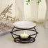 JuxYes European Metal Oil Burner Wax Warmer, Delicate Romantic Ceramic Tealight Candle Holder Oil Burner, Fragrance Warmer Aromatherapy Wax Candle...
