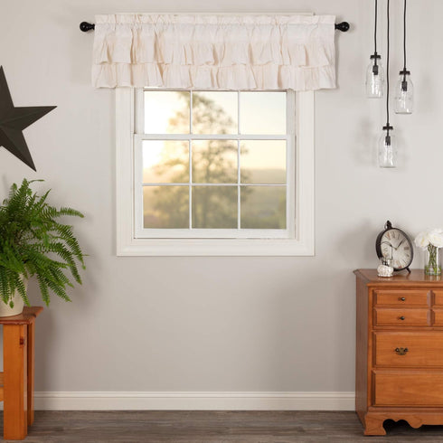 Simple Life Flax Antique White Farmhouse 16"x72" Valance Rod Pocket Cotton Linen Blend Solid Color Hanging Loops Kitchen Window Curtains...