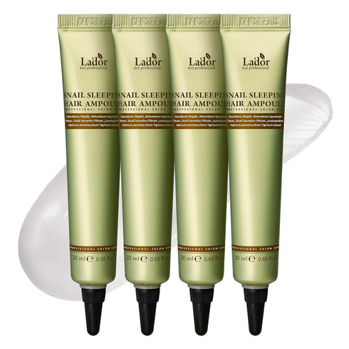 LA'DOR Snail Sleeping Hair Ampoule Serum - Intensive Overnight Leave-In Mask - Treatment for Frizzy Dry Damaged Thinning Hair Korean Haircare LADO...