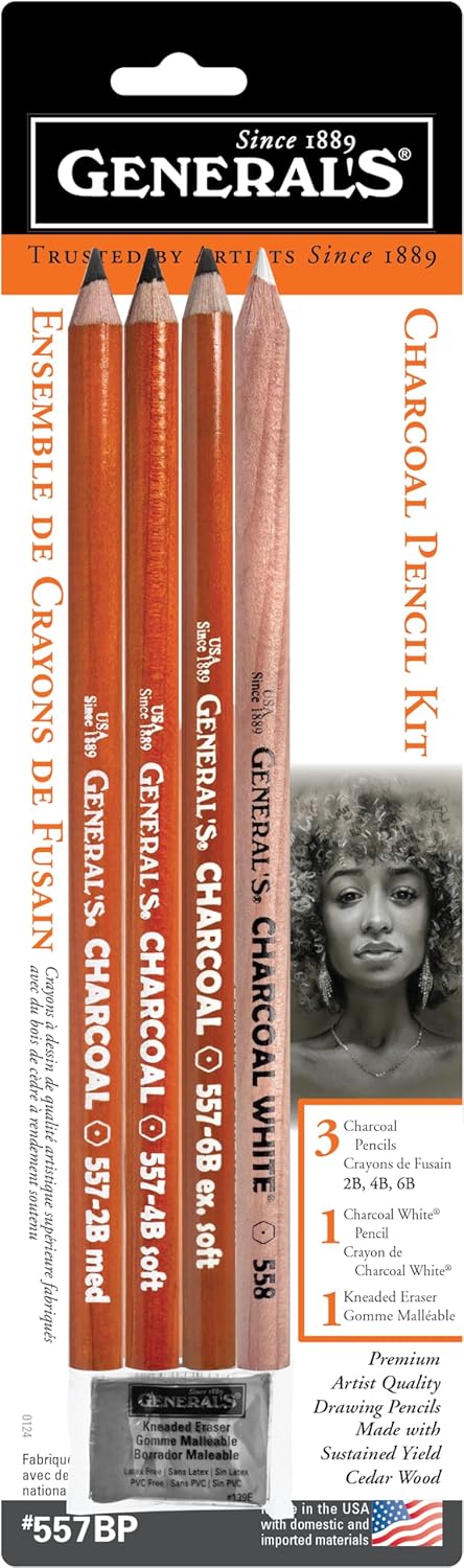 General Pencil Charcoal Pencil Kit with Eraser (557BP)...