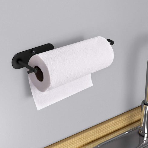 VAEHOLD Self Adhesive Paper Towel Holder Under Cabinet Mount, Wall Mounted Paper Towel Roll Holder for Kitchen, Bathroom, Wall - SUS304 Stainless ...