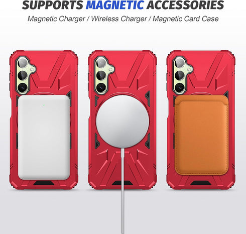 Galaxy A15 5G Phone Case with Screen Protector+360°Ring Holder Stand+Camera Lens Protector,Dual Layer Protective Sturdy Magnetic Heavy Duty Protec...