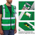 Reflective Vest High Visibility with Pockets and Zipper, Green L...
