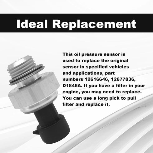 Engine Oil Pressure Sensor Switch Sending Unit Compatible with Chevy Silverado Trailblazer Suburban Tahoe GMC Yukon Impala Pontiac Buick, 12616646...