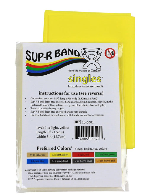 CanDo 10-6301 Sup-R Latex Free Exercise Band, 5' Singles, X-Light, Yellow...