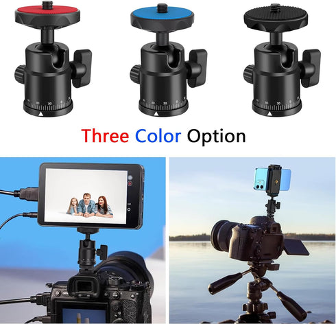 Universal 1/4" Swivel Mini Ball Head Screw Tripod Mount with Hot Shoe Mount, EszkozTA 360° Panoramic Rotating Mount Base Adapter for DSLR Cameras ...