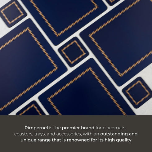 Pimpernel Classic Midnight Blue Coasters - Set of 6, Heat & Stain Resistant Square Coasters with Durable Cork Backing - 4 Inch Drinkware Pads for ...