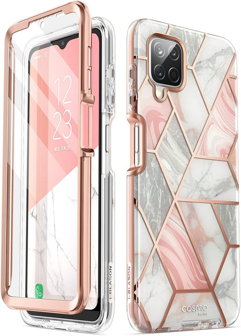 i-Blason Cosmo Series Protective Bumper Case with Built-in Screen Protector for Samsung Galaxy A12 (2021 Release), Marble Multicolor...