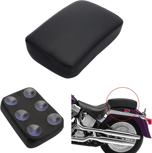 Alpha Rider Motorcycle Rectangular Pillion Passenger Pad Seat 6 Suction Cup For Harley Custom Chopper...