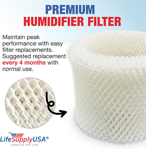 LifeSupplyUSA Humidifier Filter Replacement Wick Filter C Compatible with Honeywell Duracraft HC-888 Series HCM-890 HCM-890C HCM-890B...