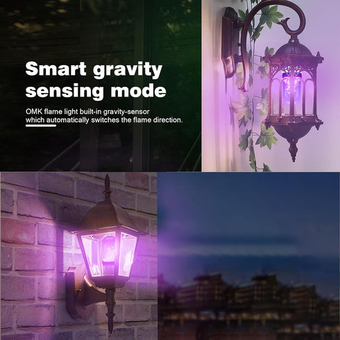 ?Upgraded? Purple LED Flame Light Bulbs - Flickering Light Bulbs with Gravity Sensing, E26 Base Flame Bulb, Holiday Christmas Indoor Outdoor Light...