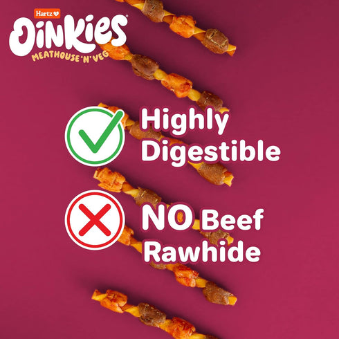 Oinkies Meathouse'n'Veg Hearty Kabobs Dog Treats with Real Chicken, Duck, Carrots, and Sweet Potato, Long-lasting yet Highly Digestible, 18 Count...