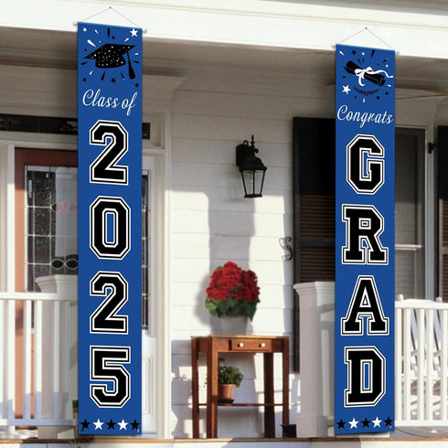 DAZONGE Blue Graduation Decorations 2025, Congrats Grad Porch Banner for Any Schools or Grades 2025 Graduation Party Decorations...