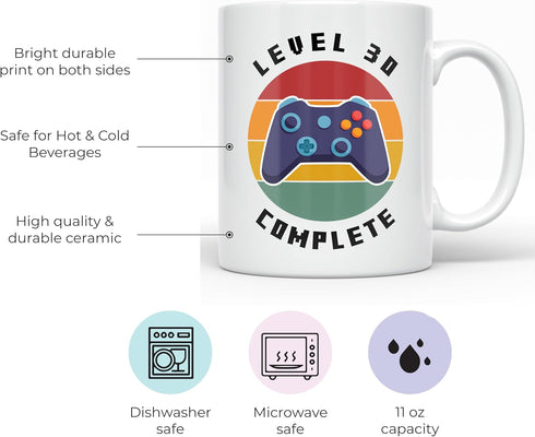 YouNique Designs 30th Birthday Mug, 11 Ounces, 30th Birthday Coffee Cup For Men, 30th Birthday Gifts for Men (White)...