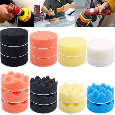 Augshy Polishing Pad, 31 Pcs 3 Inch Polishing Pad Kit, 3 Inch Buffing Pads for Drill Adapter Car Auto Polisher...