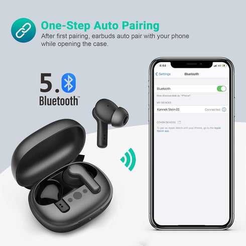 True Wireless Earbuds, Bluetooth 5.1 Active Noise Cancelling Headphones, Sliding Design Charging Case 500mAh, IPX4 Waterproof, Deep Bass Built-in ...