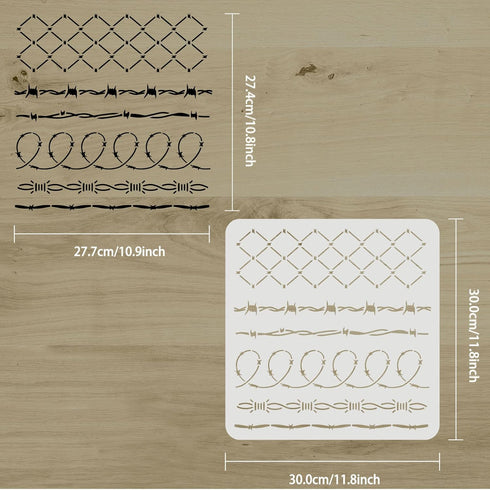 FINGERINSPIRE Barbed Wire DIY Stencils Wall Painting Stencil 11.8x11.8inch 6 Style Iron Gauze Drawing Stencils Reusable Mylar DIY Painting Templat...