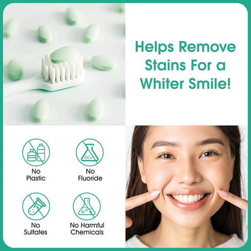 150 Tablets Chewable Toothpaste Tablets, Nano Hydroxyapatite, Flouride & Plastic Free, Sensitive Toothpaste Tablets Peppermint Flavored Strengthen...