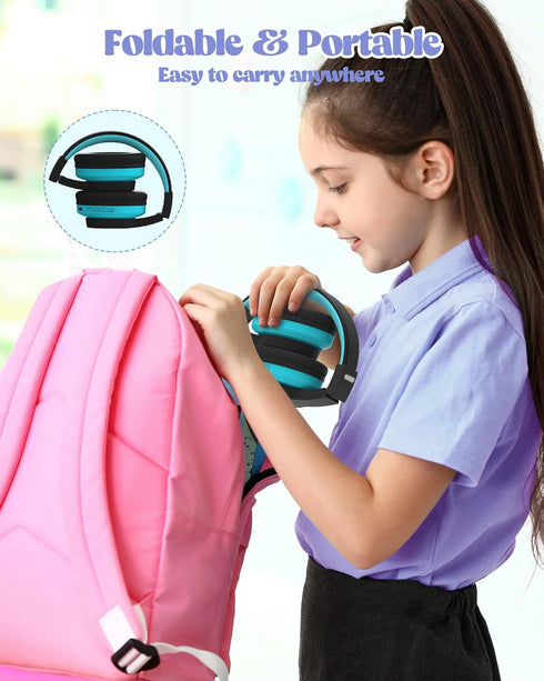 Kids Bluetooth Headphones, Colorful Wireless Over Ear Headset with LED Lights, Built-in Mic, 45H Playtime, 85dB/94dB Volume Limited Headphones for...