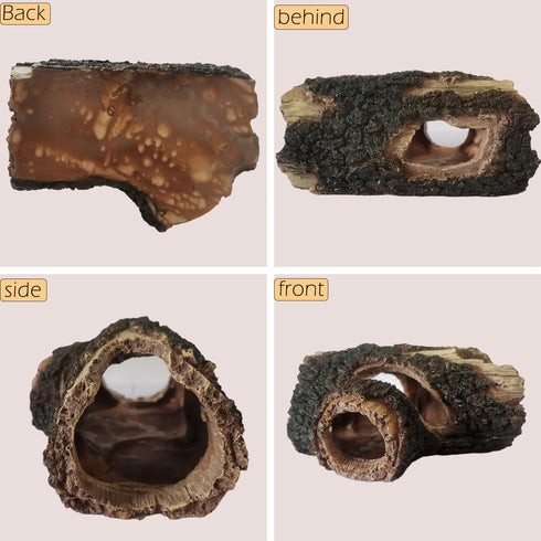 Aquarium Wood Fish Tank Decorations?Resin Fake Logs Terrarium DÉCor, Reptile Hide Aquarium Hideout for Fish Cave, Small Turtles, to 20 Gallon Tank...