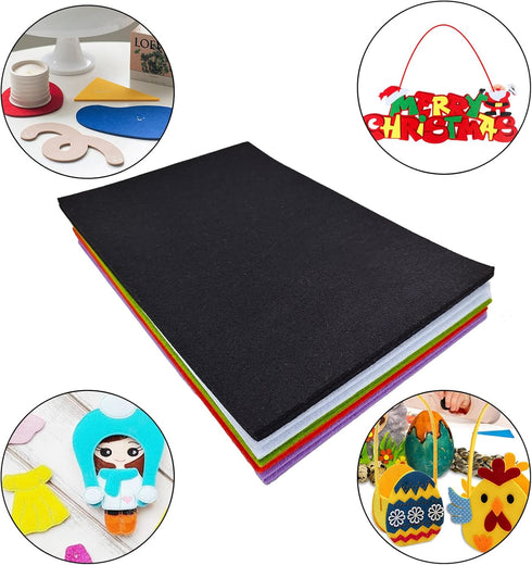 Jtnohx Felt, 3mm Thick Felt Sheets, 8"x12" Felt Fabric for Crafts, 10 Pcs Hard Stiff Color Felt for Sewing Holiday & DIY?Halloween Colors Series?...